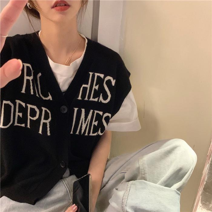 VEST KNIT ROMPI WANITA RAJUT MX727