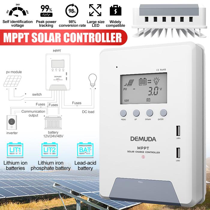 MPPT Solar Charge Controller 12V 24V 48V Battery Charge Intelligent Regulator for Lead Acid Lithium
