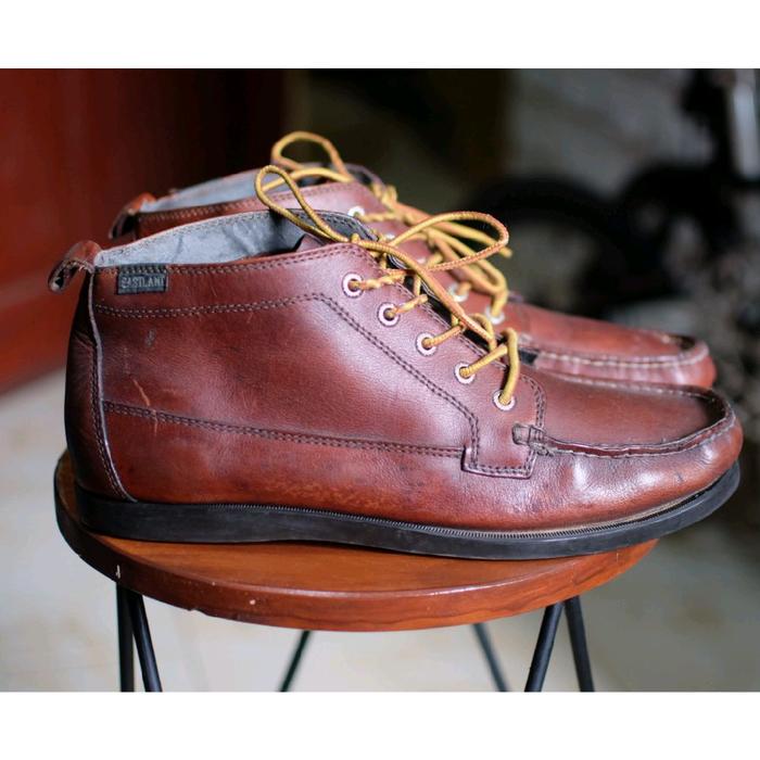Sepatu Mid Boots Eastland Leather Brown Kulit Vintage Rugged not Paraboot Kleman Ecco Clarks Tods Va