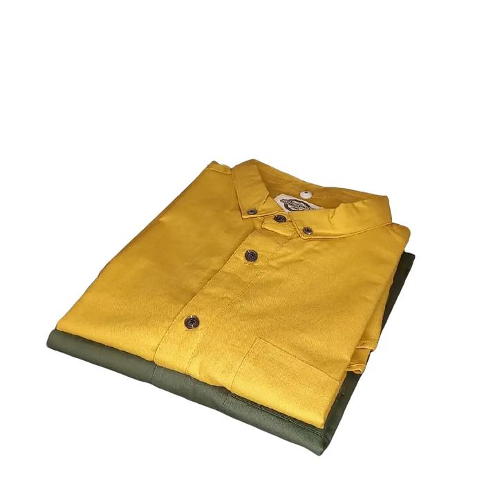 Kemeja Pria Brother Bross | Polos, Lengan Pendek, Slim-Fit Katun Formal Santai Nyaman Kancing