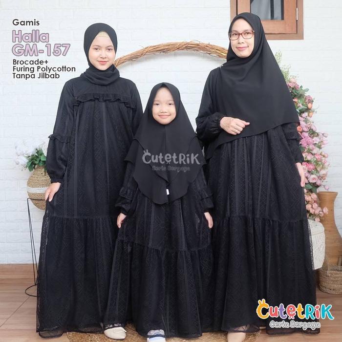 (1 tahun s.d Dewasa) GM 159 Baju Muslim Gamis Formal Pesta Lebaran Hitam Anak Remaja Dewasa Cutetrik
