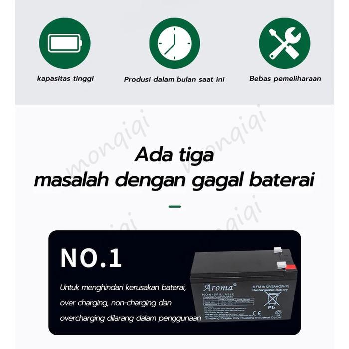 Monqiqi Aki Kering 12V 12AH Sealedlead-Acid Battery Accu Tangki Alat Semprot Sprayer Elektrik Batter