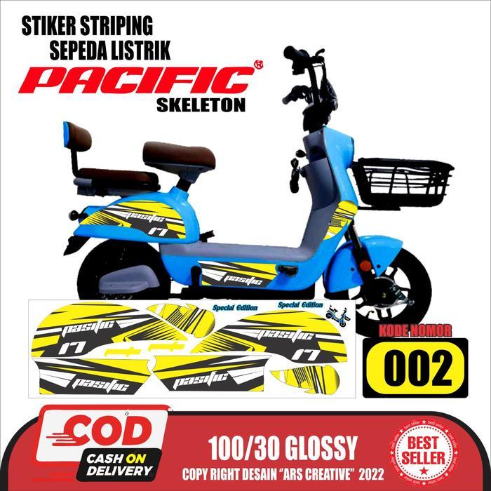 Stiker Striping Sepeda Listrik Pacific Skeleton Variasi ARS001 Line Semua Ready