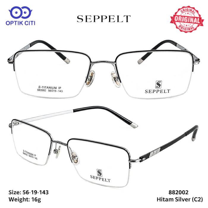 Frame Kacamata Pria Titanium Half Frame Seppelt 88002 Original Ringan