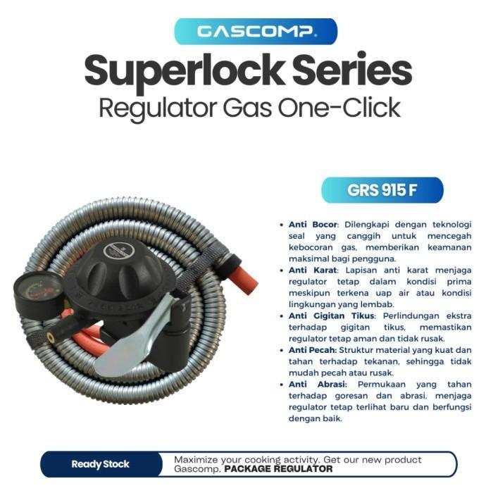 SUPERLOCK Regulator Gascomp GRS915 Paket Selang Gas Superlock GRS 915
