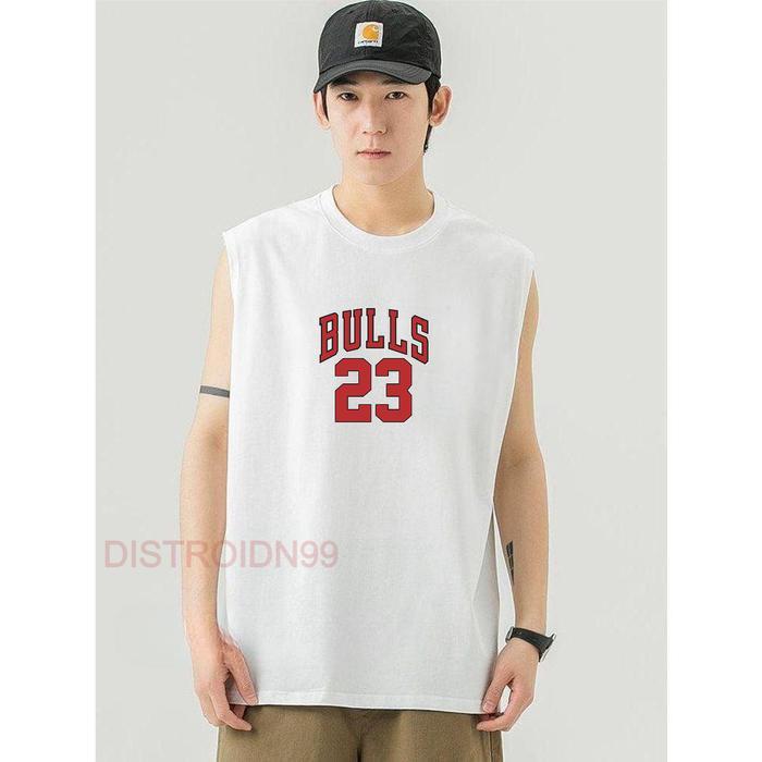 Singlet Pria Bulls 23 Dewasa Trendy Kaos Singlet Pria Gym Santai Baju Lekbong Cowok Dewasa Size M L