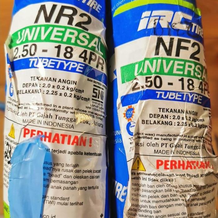 BAN LUAR IRC 250 RING 18 TAHU/LURUS NR2/NF2 TUBE TYPE HARGA SATUAN IRC TIRE