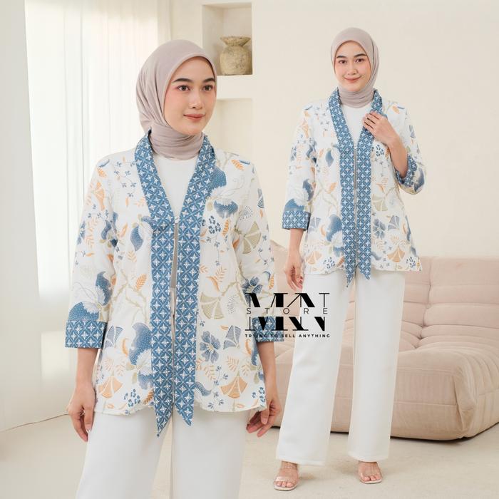 Outer Wanita Batik Pekalongan Lengan Panjang Full Katun Motif Kupu Elegan - Baju, Atasan Outer Baju 