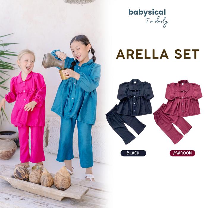 BABYSICAL 1-6 Tahun ARELLA SETCEL / Setelan Baju Anak Perempuan Set Celana Blouse Atasan Bawahan Baj