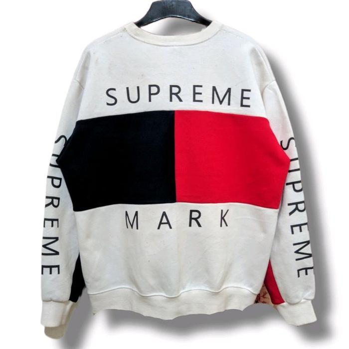 Supreme Sweater Crewneck Supreme Mark Rare dengan Desain Warna-warni dan Logo Besar