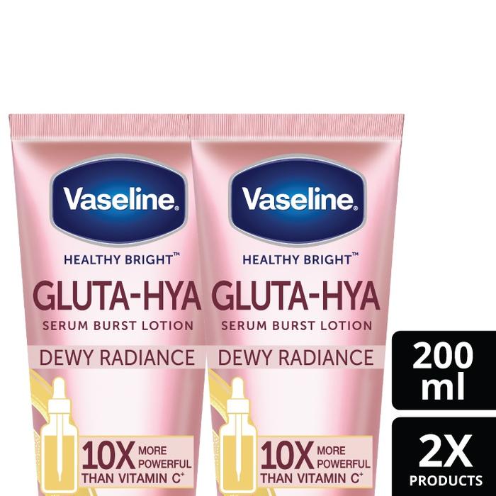 Vaseline Gluta-Hya Pencerah Body Serum Dewy Radiance 200 mL x2