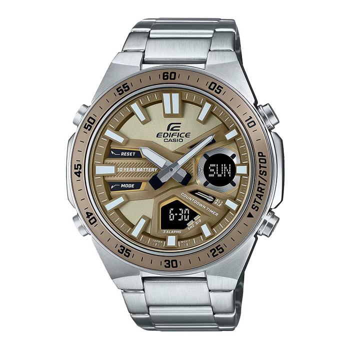 Jam Tangan Pria Casio Edifice EFV-C110D-5ADF Brown Digital Analog Dial Stainless Steel Band [Machtwa