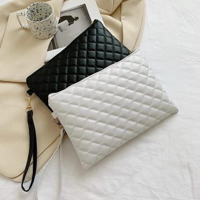RQ Bags Tas Tangan Clutch Wanita Dompet Pouch Kulit Bordir Hitam money bag LINDI tahan air santai cl