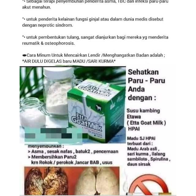 ETTA GOAT MILK HNI HPAI EGM SUSU KAMBING ETAWA 10 SACHET