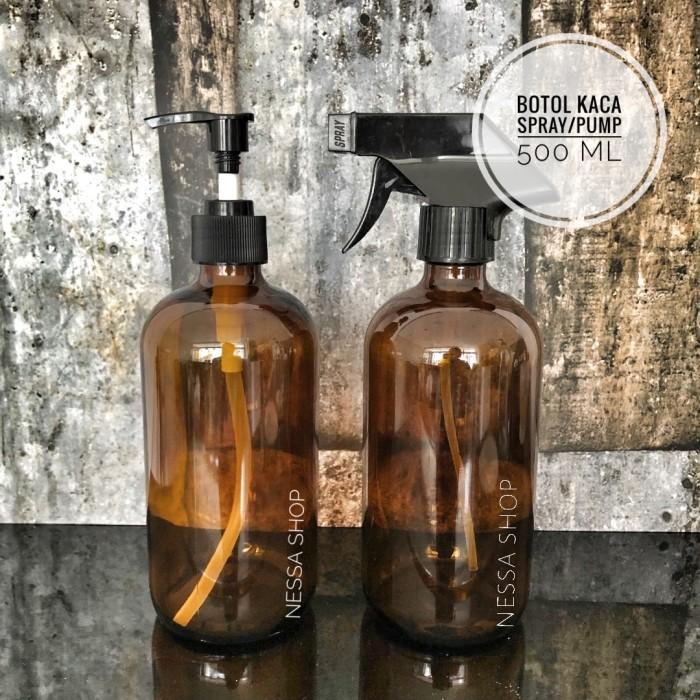 Botol Kaca Amber 500 ml Pump