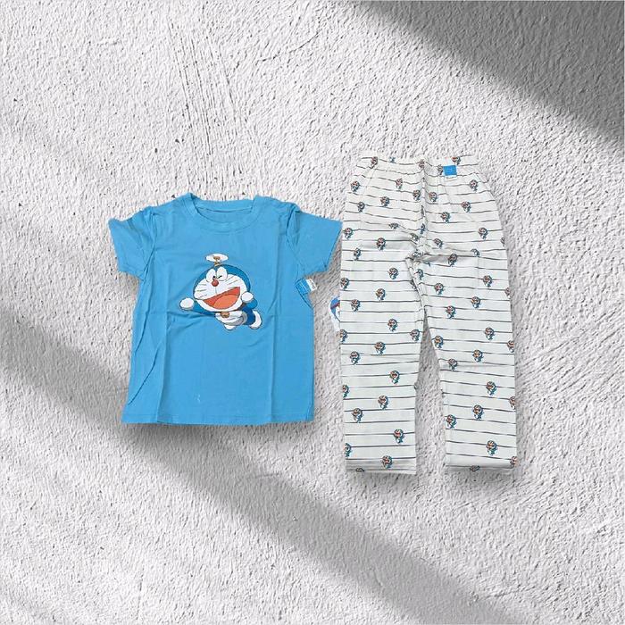 Doraemon Setelan Set Fashion Pakaian Tidur Anak Cewek Cowok