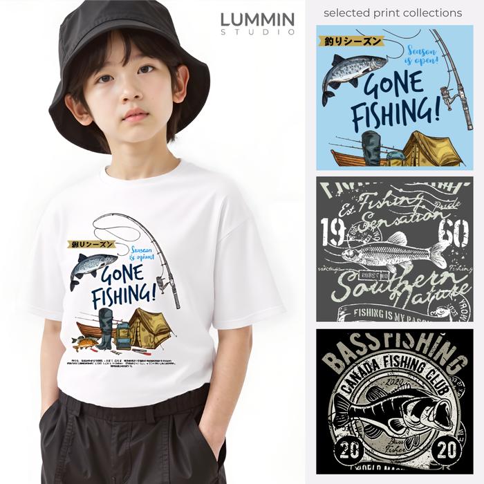 Kaos Anak Laki Laki LUMMIN Japan Mancing Memancing Fishing Casting Jigging Laut Cotton Combed 24s 3 