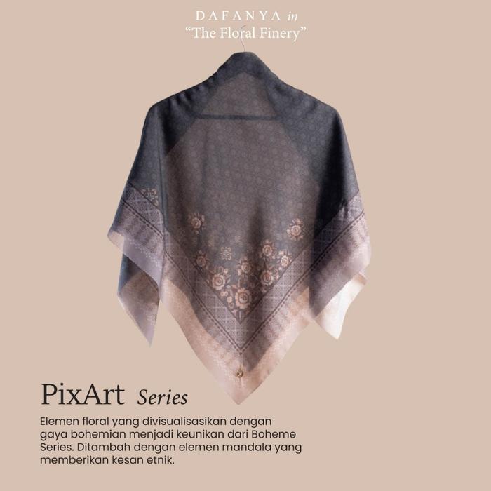 NEW!! Dafanya Scarf - Jilbab Motif Floral Classic Segi Empat Premium Pixart Series