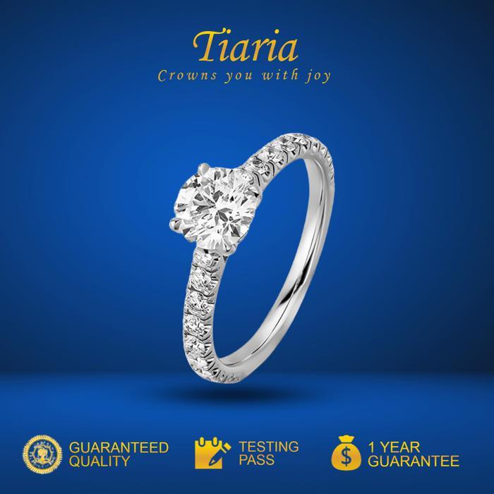 Ready Cincin Berlian Moisanit /Zircon 2-3Gram 9K White Gold/Platinum Plated Silver Titanium - Tiaria