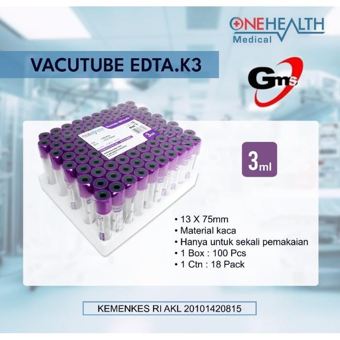 Tabung EDTA 3ml General Care / Onehealth Per Pack isi 100 pcs
