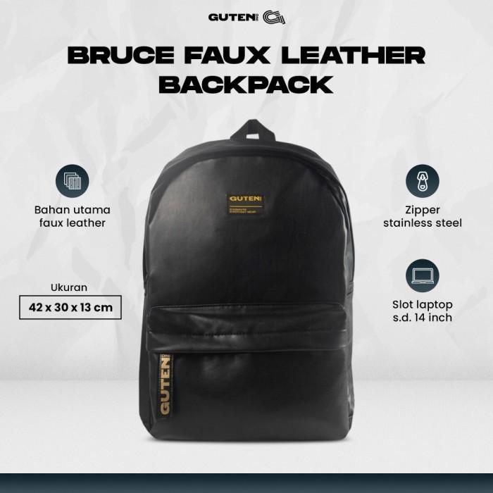 Guten Inc - Tas Ransel Kulit Backpack Leather Faux Black