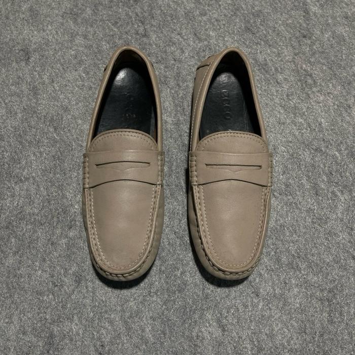 Loafers Ecco leather modi’s driving shoes slip on tanpa tali