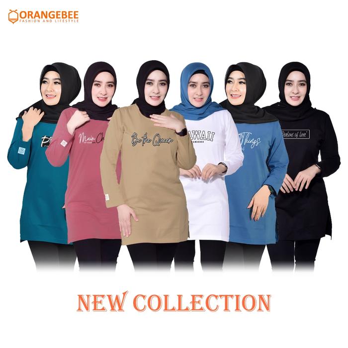 Tunik kaos Wanita - OrangeBee New Collection - Tunik Kaos - Tunik Muslimah - Tunik Kekinian - Tunik