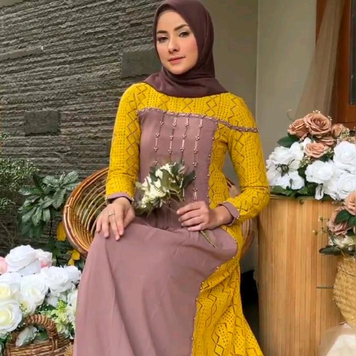 SYLVIA BRUKAT  DRESS BY JAVINA OFFICIAL  /  GAMIS SILVYA JAVINA ORI  / DRESS SILVIA BRUKAT MIX BEADS