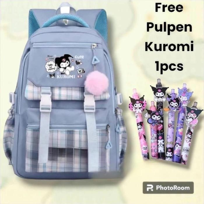 Tas Ransel Kuromi Ransel Anak Sekolah SD SMP SMA+Pulpen Kuromi