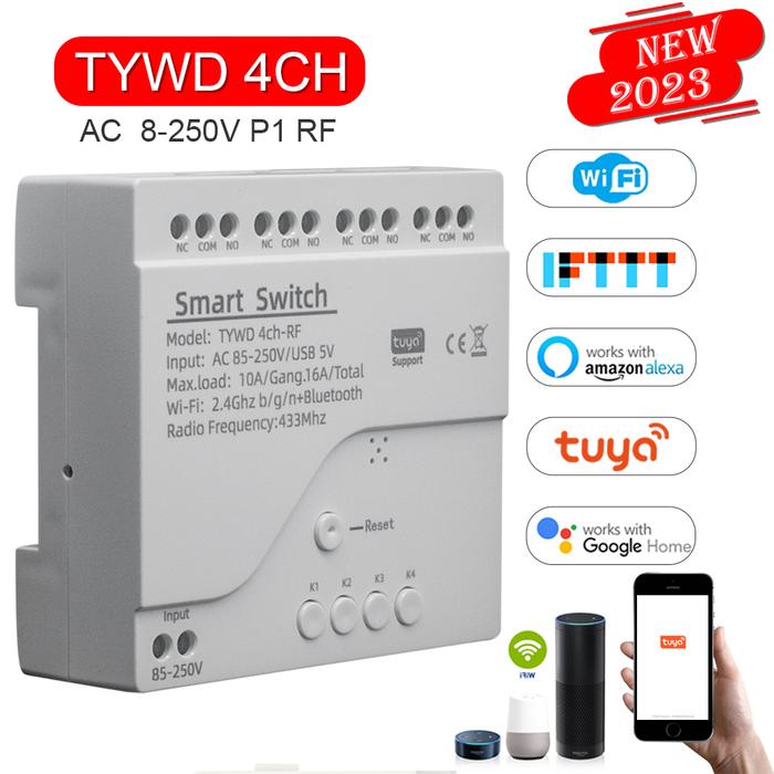 4CH Tuya Smart Remote Control Wireless Wifi Switch Module DC7-32V