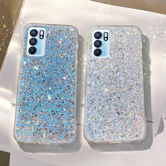 Shiny Glitter Silicone Case for OPPO A15 A5 A9 A95 A52 A53 A54 A72