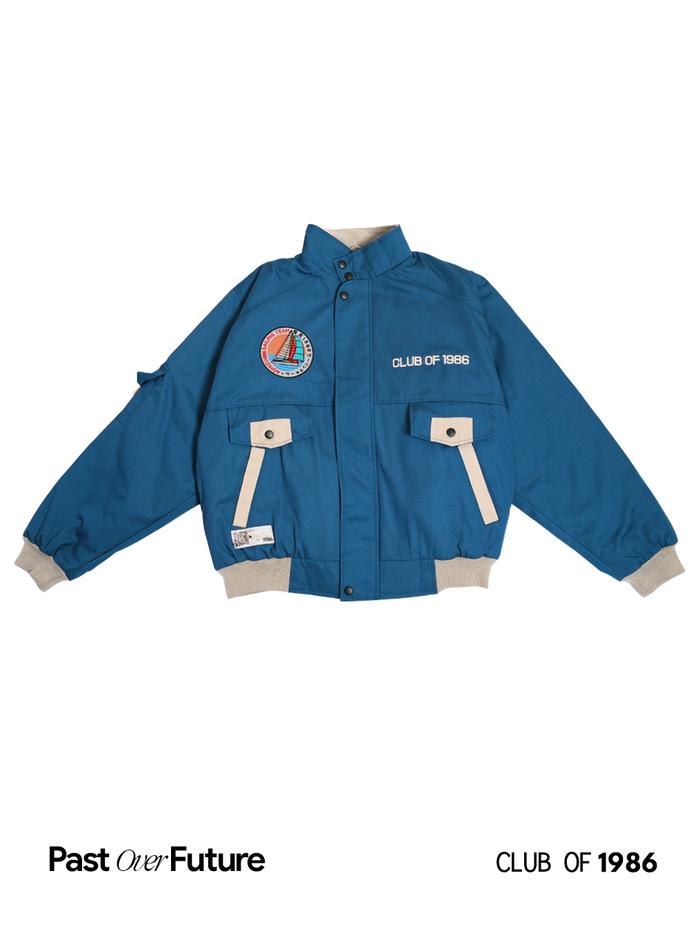 AOMIZU CLUB of 1986 Sailing Vintage Jacket / Jaket Jepang Oversize Bomber Flight Estetik Biru Tebal