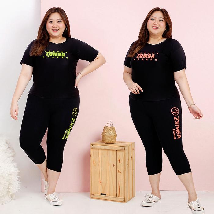 Stelan Senam Jumbo Zumba Star Hitam sampai BB 80kg