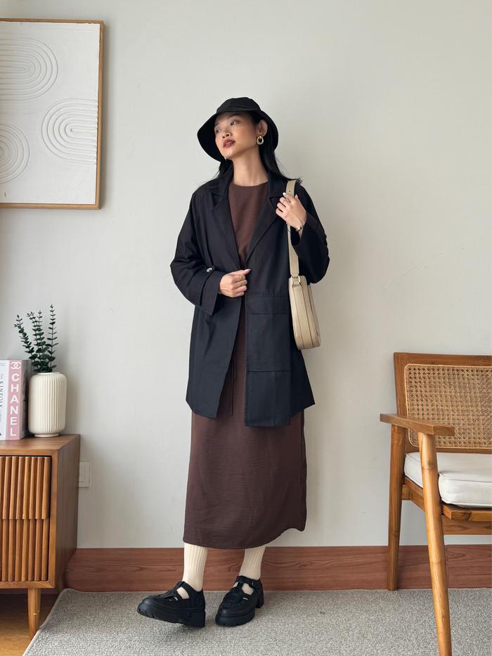 Inkano Black Long Cotton Coat