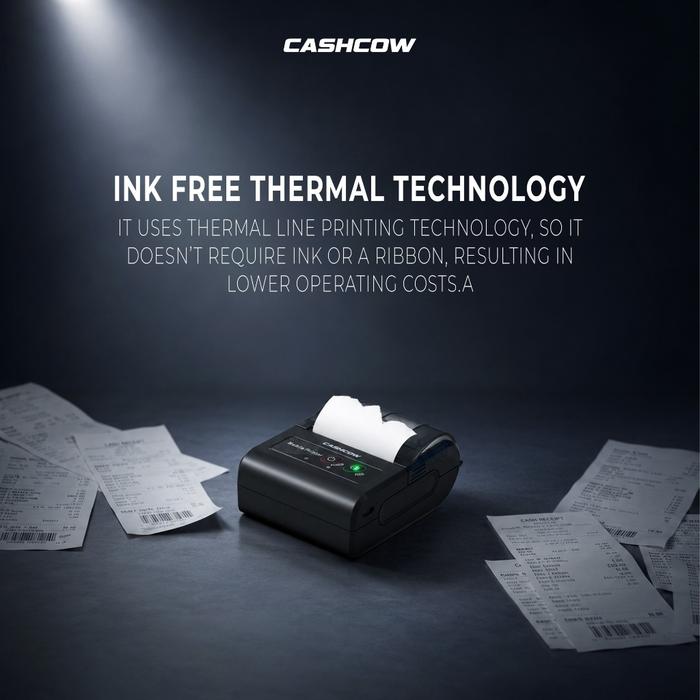 Cashcow MPT-II – Printer Thermal 58mm Portable Bluetooth USB Type-C Struk Kasir Mini Tanpa Tinta