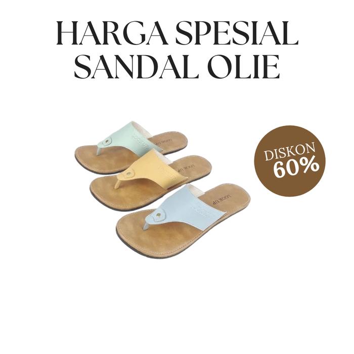 OLIE Look Up Sandal Wanita Model Jepit Sandal Jepit Flat Color Series / Look Up Sendal Karet