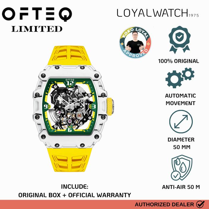 Jam Tangan Ofteq Limited Pria FQ 5 Yellow Helios Fluoro Rubber Original Garansi Resmi