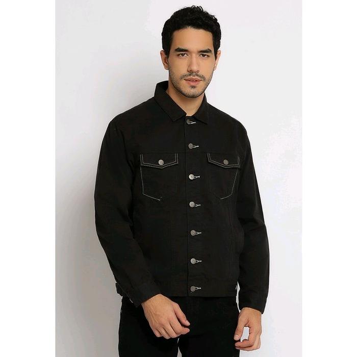 Jaket Twill Pria Original Lois MJF155 Hitam Panjang Casual Keren