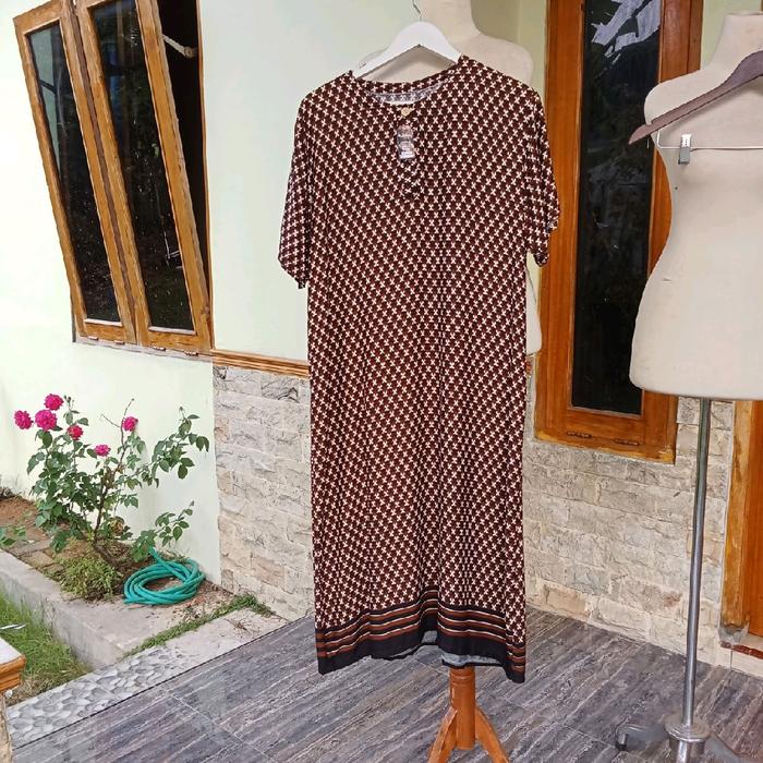 Batik Ibu Kain Menyusui Panjang Wanita Motif Daster Busui Kancing Depan Saku Katun Nyaman Adem Bumil