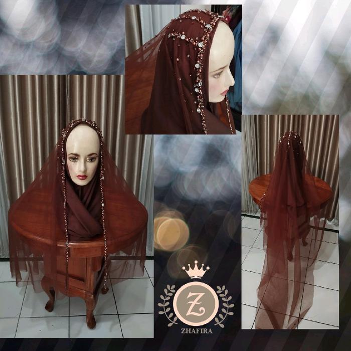 VEIL PENGANTIN / VEIL MUTIARA PREMIUM TILE BRIDAL / SLAYER PENGANTIN / KERUDUNG PENGANTIN / HIJAB PE