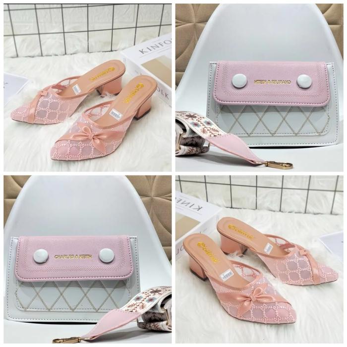 Promo !! 1 set tas dan heels CK terabru 2025 Shoes Wanita
