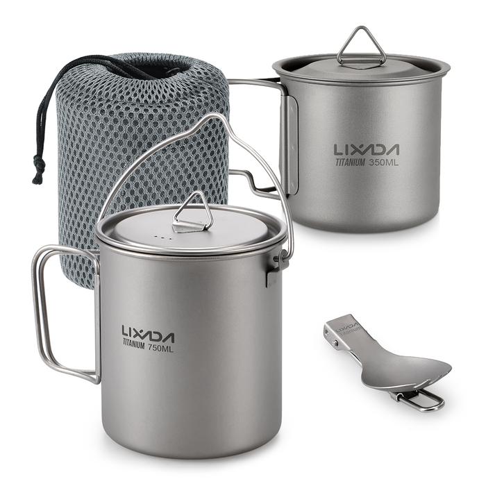 Lixada Titanium Pot Camping Water Cup Mug Lightweight Titanium 750ml