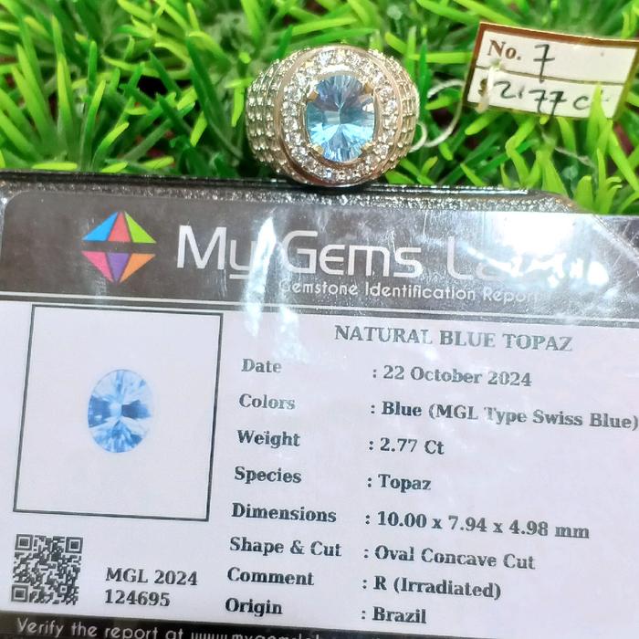 Natural blue topaz elektrik ring plt