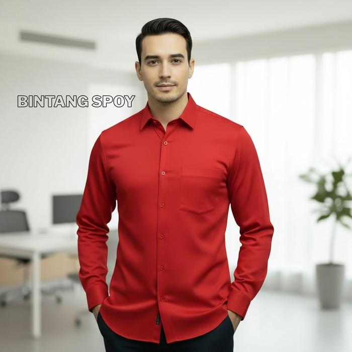 Kemeja ALISAN Polos Pria Lengan Panjang Premium - Kemeja Polos Slimfit Lengan Panjang Motif Nyaman -