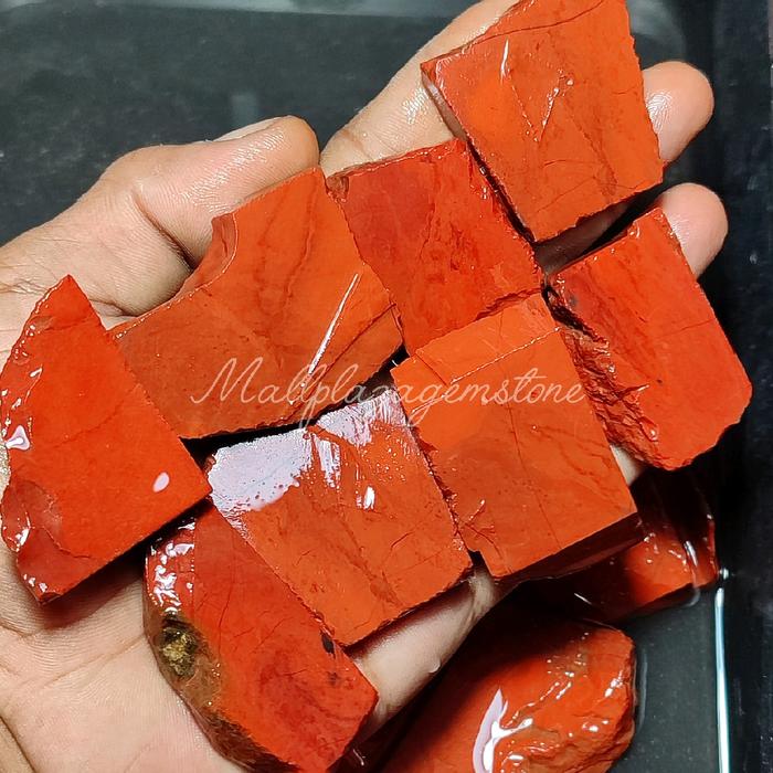 Batu ati ayam jasper merah marjan / bongkahan batu ati ayam