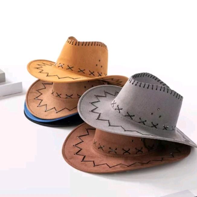 topi koboy kulit, topi koboy america, topi koboy joro