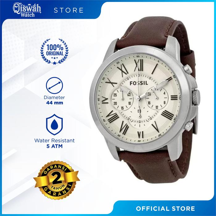 Jam Tangan Pria Fossil Original FS 4735 Brown Leather