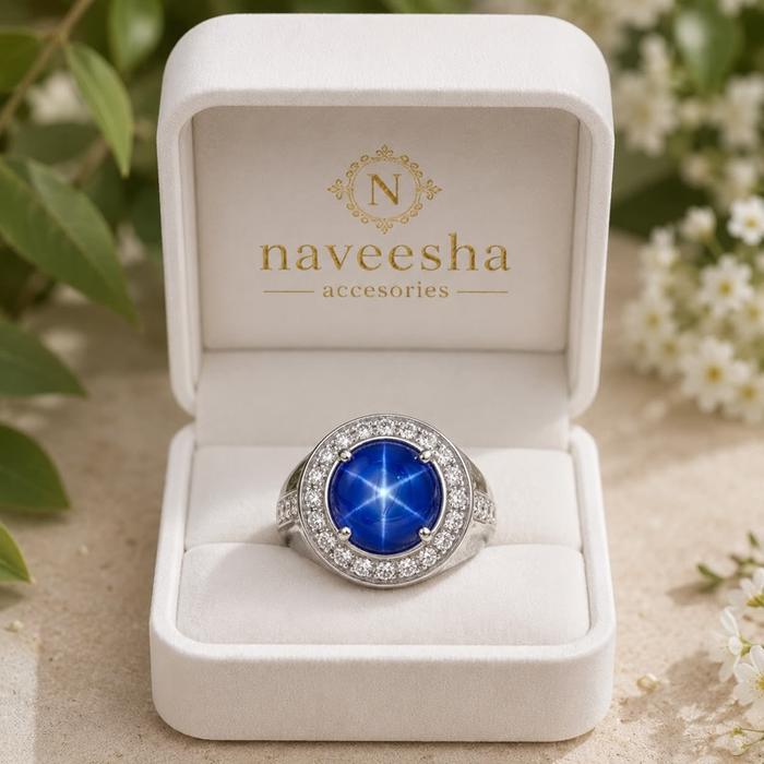 Batu cincin Amerika star biru ring alpaka super