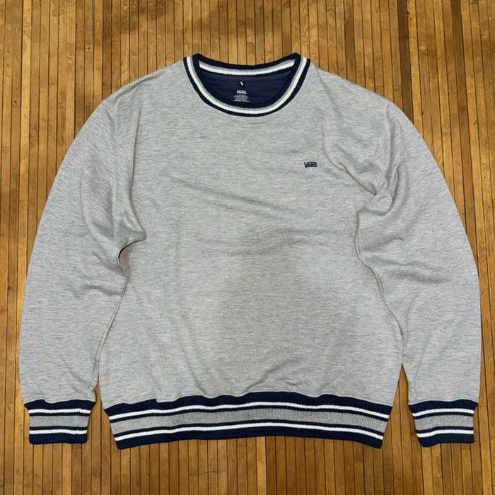 VANS SKATEBOARDING GREY TAPED BLUE CREWNECK SWEATER SWEATSHIRT spitfire dickies 874 thrasher