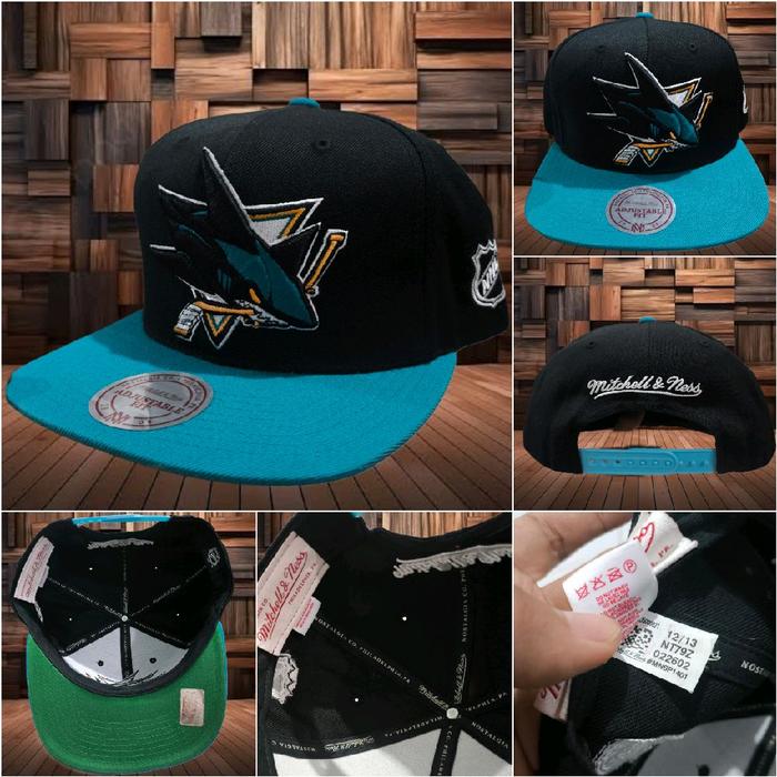 TOPI MITCHELL & NESS X NHL SAN JOSE SHARK SIZE: OSFM ORIGINAL AUTHENTIC MITCHELL & NESS